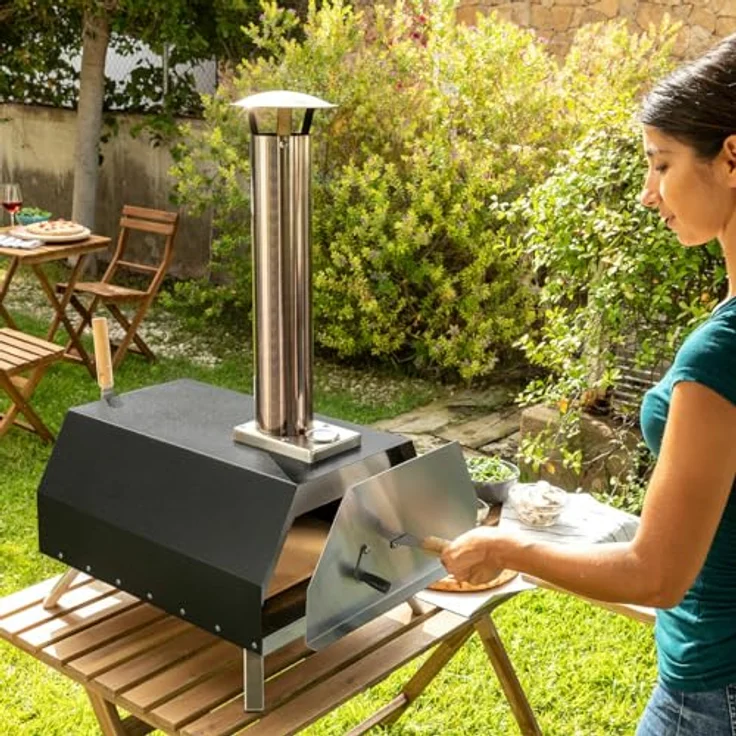 InnovaGoods Pellet-Pizzaofen Pizzahven, Edelstahl, Hitze bis 500 °C, mit Zubehör und integriertem Thermometer – Bild 9
