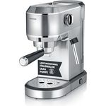 SEVERIN Espressomaschine „Newspresa“ KA 5997, Edelstahl chromgebürstet schwarz, 1350 W, 20 bar Hochleistungswasserpumpe, 1,0 l Wassertank