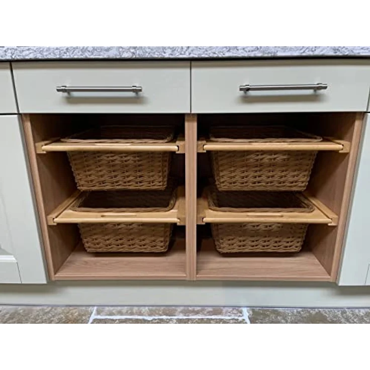 Monster Shop Ausziehbare Weidenkörbe Küche Rattan, 500mm, 100% handgefertigt, mit Befestigungssatz, Braun – Bild 4