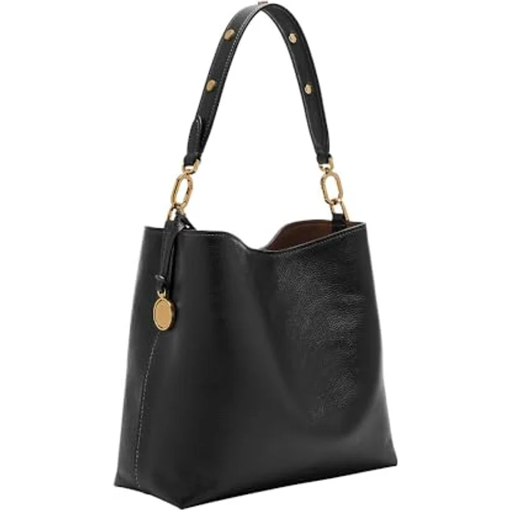 Fossil Jessie Schultertasche aus Leder, 28 cm, Schwarz mit Reißverschlussfach und Raumteiler – Bild 5