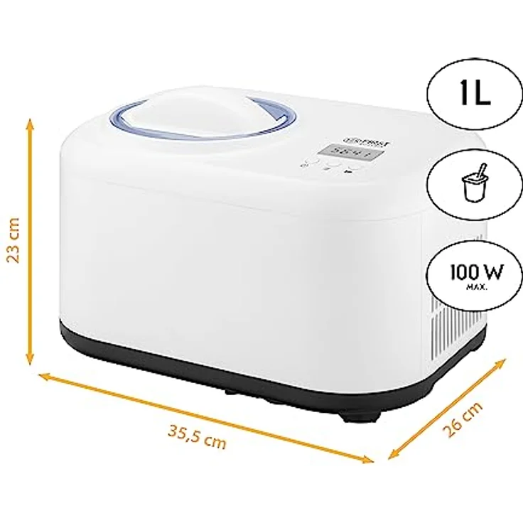 TZS First Austria Eismaschine & Joghurtbereiter | Ice Cream Maker selbstkühlend mit Kompressor und entnehmbarem 1 Liter Eisbehälter | Joghurtmaschine für zuhause - inkl. Messbecher & Spachtel – Bild 3