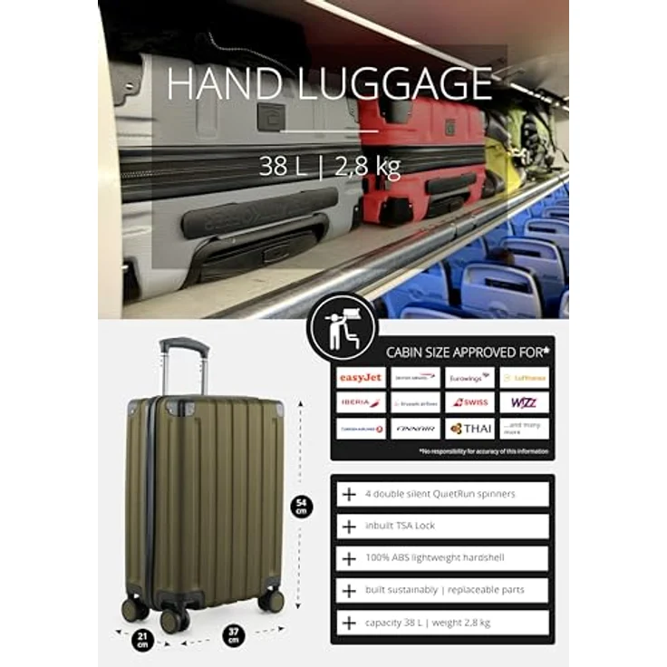 Hauptstadtkoffer Q-Damm - Handgepäck 54x37x21, TSA, 4 Rollen, Reisekoffer, Hartschalenkoffer, Rollkoffer, Handgepäckkoffer, Bordgepäck Koffer, Avocado – Bild 2