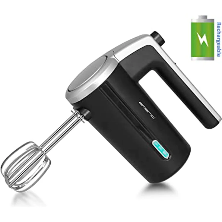 EMERIO kabelloser Akku Handmixer / -rührer - 2 Rührstäbe - 3 Geschwindigkeiten - 2000mAh/7,4V - BPA frei - Akkustand Anzeige - USB Ladekabel - bis zu 10 Zyklen á 3 Min - wiederaufladbar - HM-126681.1 – Bild 3