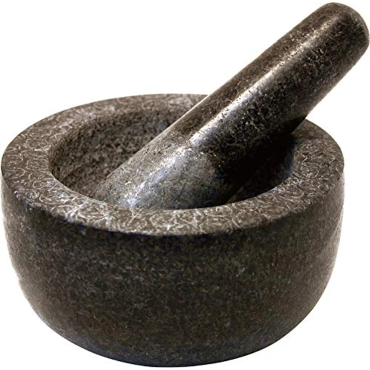 JADE TEMPLE 17023 TEMPLE Steinmörser mit Stößel im Set, effektives und einfaches mörsern, aus massivem Granit mit 13 cm Durchmesser und 7 cm Höhe – Bild 1