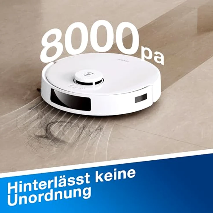 ECOVACS DEEBOT N20 Plus Saugroboter mit Wischfunktion, 8000Pa Saugkraft, staubbeutellose PureCyclone Station, Anti-Haar-Verhedderung, bis zu 300 Minuten Laufzeit, White – Bild 4