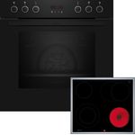 Neff Einbauherd-Set E2CCG6AK3 + M16SRF0M0 + Z11TI15X0, Elektrokochfeld mit 7 Beheizungsarten, Schwarz, 71 l Nutzinhalt, Energieeffizienzklasse A+