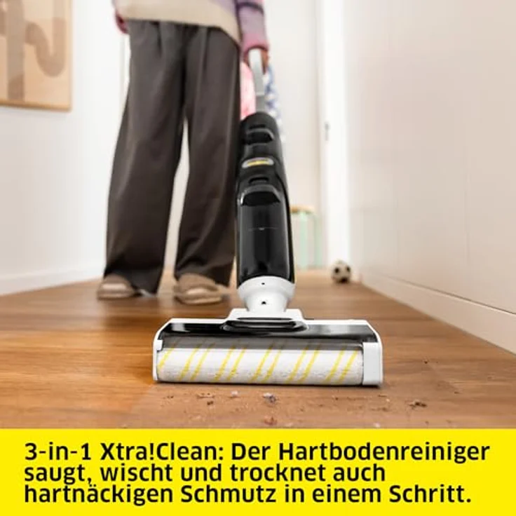 Kärcher FCV 4 Dry Extra, selbstreinigender Saugwischer mit 3-in-1-Funktion, Kantenreinigung, 45 Min Akkulaufzeit, Hygienic!Spin Technologie – Bild 3
