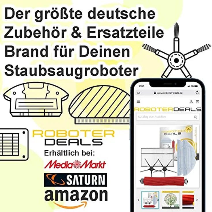 Roboter Deals Zubehör Set für Ecovacs Deebot X1 Plus (1x Hauptbürste, 2X Seitenbürste, 2X Wisch-Pad, 2X Feinstaub-Filter) - Staubsaugroboter Zubehör in Top Qualität – Bild 3