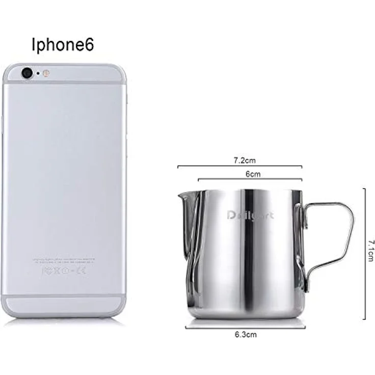Dailyart Milk Pitcher 200ml, Edelstahl Milchkanne zum Aufschäumen, hitzebeständig, rostfrei, tropffreier Ausguss – Bild 3