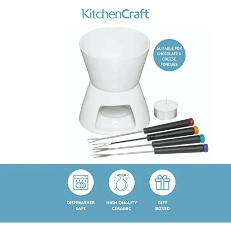Kitchen Craft Schokolatenfondue-Set mit 4 Gabeln – Bild 3