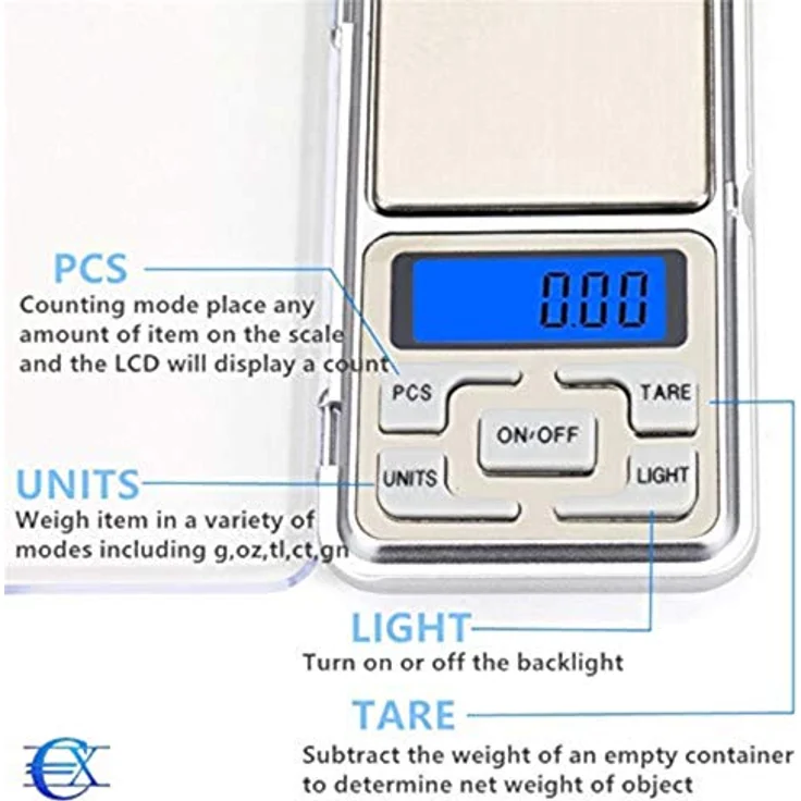 digitale Feinwaage | Küchenwaage kleines Formats | Backwaage mit Deckel | batteriebetriebene Miniwaage | Kochwaage mit verschiedenen Maßeinheiten | ≤200g ±0,01g | EUROXANTY Küchenzubehör – Bild 3