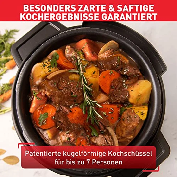 Tefal Multikocher CY7788 Turbo Cuisine & Fry, 1090 W, 7,6 l Schüssel, Schnellkochfunktion, 10 aut. Kochprogramme, 4 Extra Crisp Programme, Schwarz - Preisvergleich – Bild 5