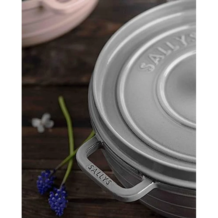 Sallys 'Ela' Deluxe Gusseisentopf - Robustes Kochjuwel für Perfektes Garen (Smokey Grey) – Bild 5