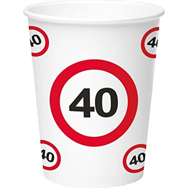 partybecher 40 Jahre 350 ml weiß-rot 8 Stück - Preisvergleich – Bild 2