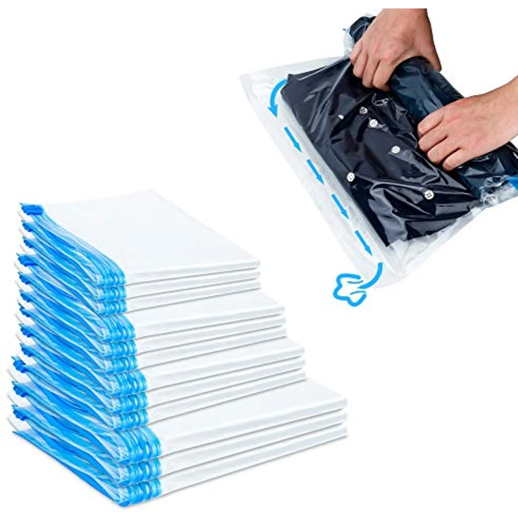 Intirilife Vakuumierbeutel Set, Kleiderbeutel zum Rollen für Kleidung und Bettwäsche, 10er Pack, robustes Material – Bild 2