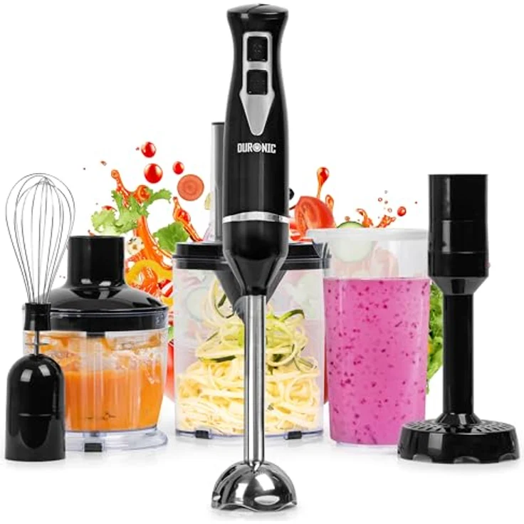 Duronic HB35 Stabmixer 350W, Elektrischer Pürierstab mit Edelstahlklingen, Zubehörset inklusive Zerkleinerer und Mixbecher – Bild 1