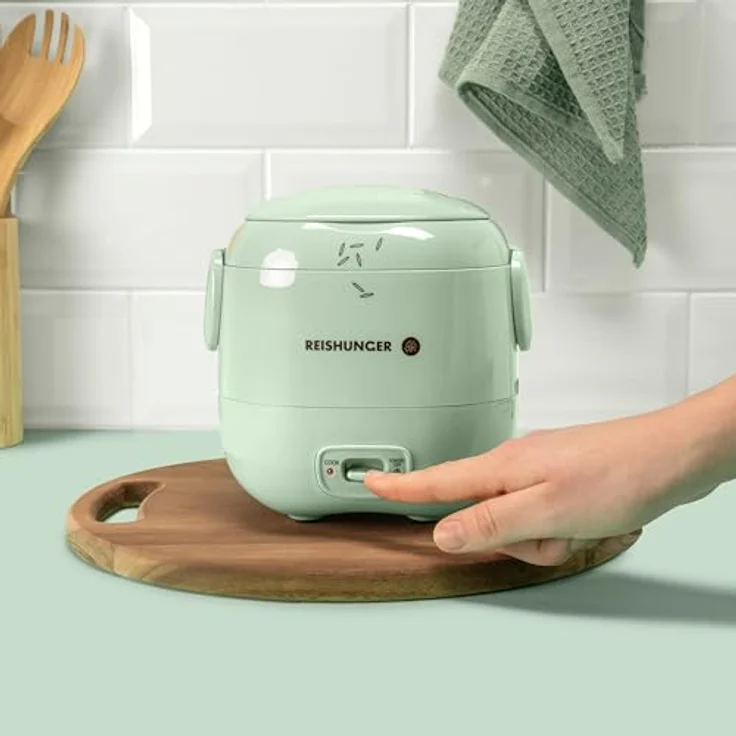 Reishunger Mini Reiskocher, salbeigrün | 0,3 L - 1-2 Portionen | hochwertige Keramikbeschichtung - Premium Topf | Handliche Größe für kleine Haushalte und unterwegs – Bild 2