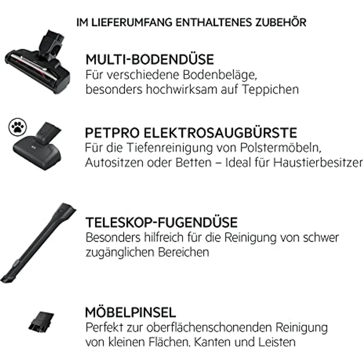 AEG QX6-1-45AN Akku Staubsauger kabellos / Staubsauger beutellos / leise / Handstaubsauger akku / 45 min Laufzeit / leicht / Hartboden / 2in1 / Tierhaare / Hund / Katze / Teppich / Auto / grau – Bild 3
