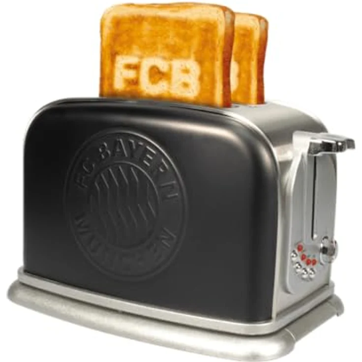 FC Bayern München Toaster, schwarz, mit hochwertiger Edelstahl-Oberfläche und kompakten Abmessungen (20 cm x 18 cm) – Bild 1