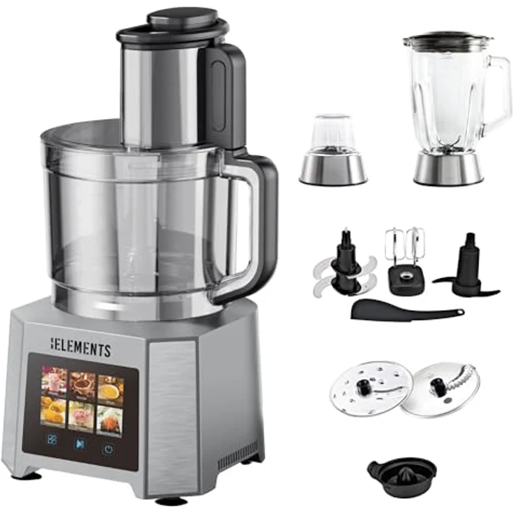 KB ELEMENTS Küchenmaschine - Mixer & Gemüseschneider, 1000W Vollkupfermotor, Full Touch Display, 3L Edelstahlbehälter, Doppelschneideklinge – Bild 1