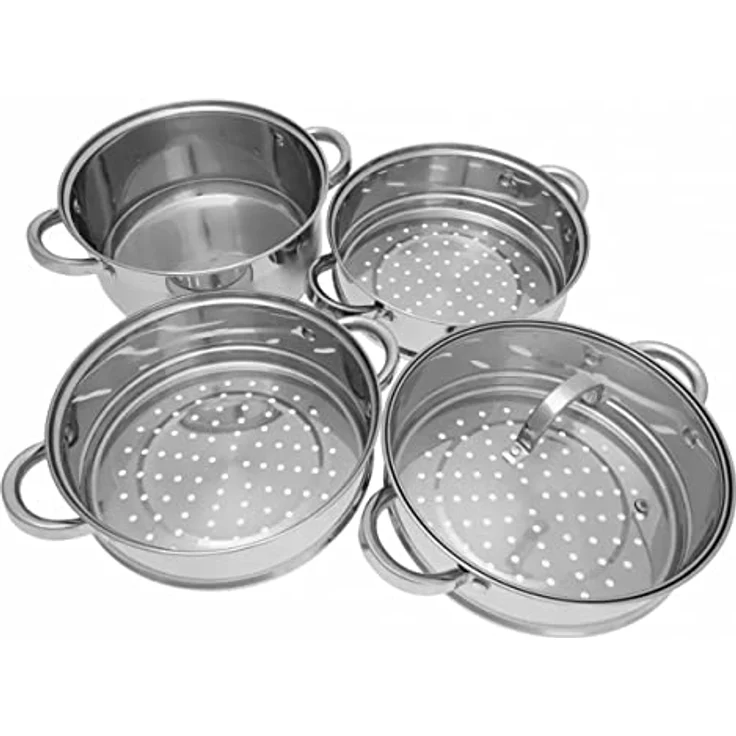 Klausberg Mantowarka Dampfkocher 22cm Set Induktion Kochtopf Dampfgarer Glasdeck 5 Elemente KB-7143, Edelstahl – Bild 4