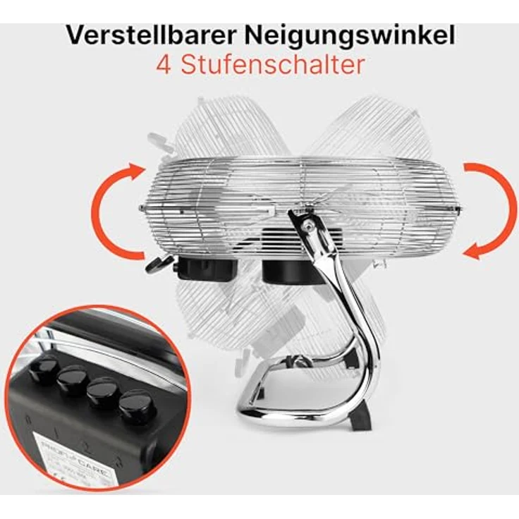 ProfiCare PC-VL 3065 WM Windmaschine, Neigungswinkel verstellbar, 3 Laufgeschwindigkeiten, Ø ca. 40cm, Inox – Bild 2