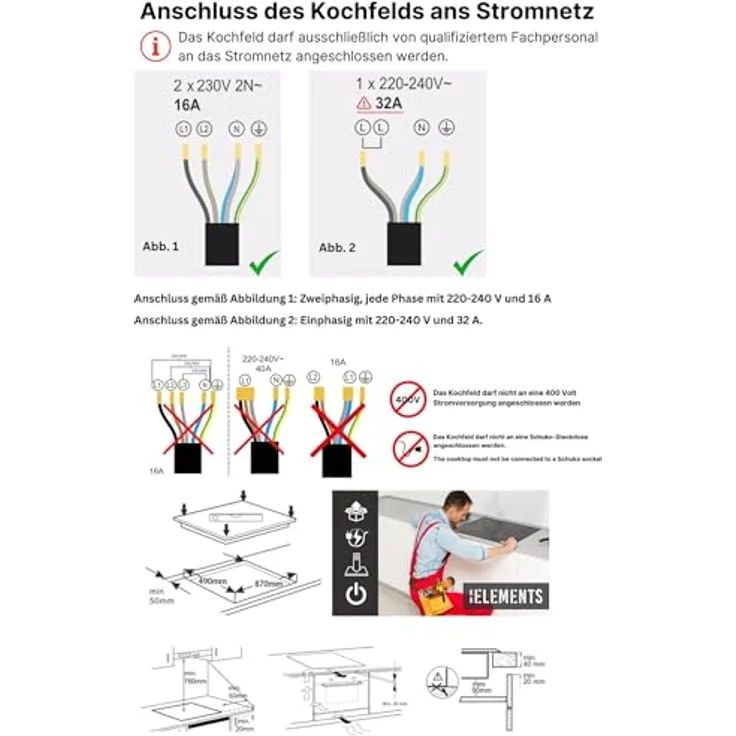 KB ELEMENTS Autarkes Herdset, 60cm Einbaubackofen mit Air Fry Funktion und 90cm Induktionskochfeld mit zwei Flexzonen, 14 Funktionen, inklusive Grill und Heißluft – Bild 5