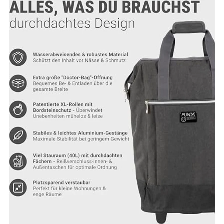 Punta Shopping Roller, dunkelgrau, 38x62x28cm – Bild 4