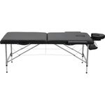 HOMCOM Massageliege, tragbar aus Aluminium, schwarz, höhenverstellbar, Kunstlederbezug, klappbar, 71x83x186 cm, max. 130 kg