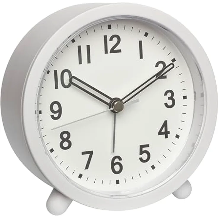 TFA Dostmann 60.1043.02, analoger Wecker ohne Tickgeräusche mit Hintergrundbeleuchtung, inkl. Snooze-Funktion, Retro, weiß – Bild 1