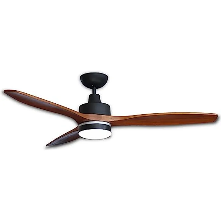 Pepeo – Notos Deckenventilator mit LED Beleuchtung | Sehr leiser Deckenventilator mit Fernbedienung und Rückwärtslauf. Ventilator Durchmesser 132 cm. Farbe: Schwarz/Holz dunkel