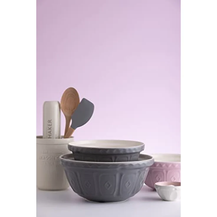 Mason Cash Rührschüssel 29 cm, grau, 4 L, splitterresistentes Steingut, ideal für Brotteig, Kuchenteig und Pizzateig – Bild 2