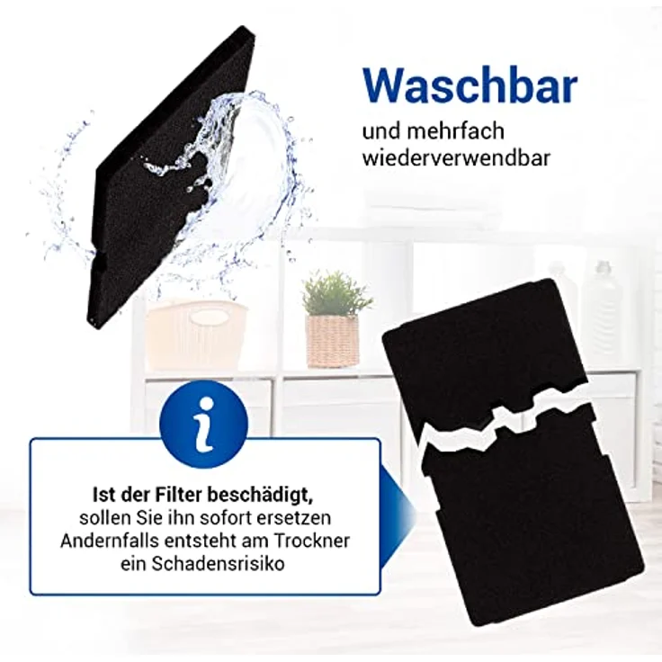 VIOKS Schwammfilter 7x, Ersatz-Filter für Beko Trockner 2964840200, effektives Flusensieb für Wäschetrockner DE8635RX und DS7512PA, 240x150mm – Bild 4