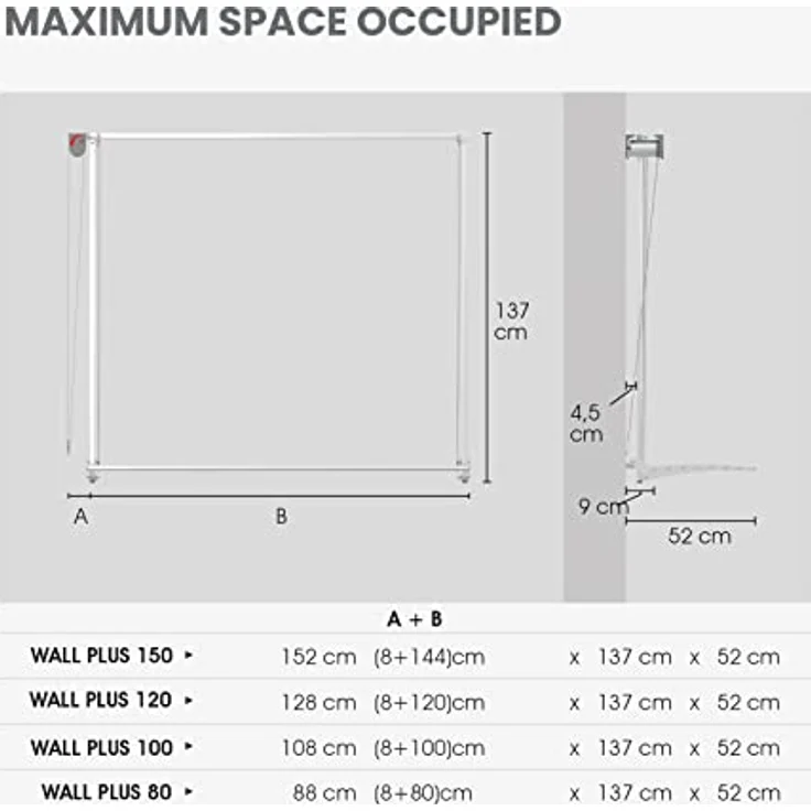 Foxydry Foxydry Wall, Wand Wäscheständer, höhenverstellbar, 8 m Wäschekapazität, Grau – Bild 3