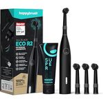 happybrush ECO R2 Allblack – Elektrische Oszillierende Zahnbürste, 3 Aufsteckbürsten, 3 Reinigungsstufen, Timer, 21 Tage Akkulaufzeit
