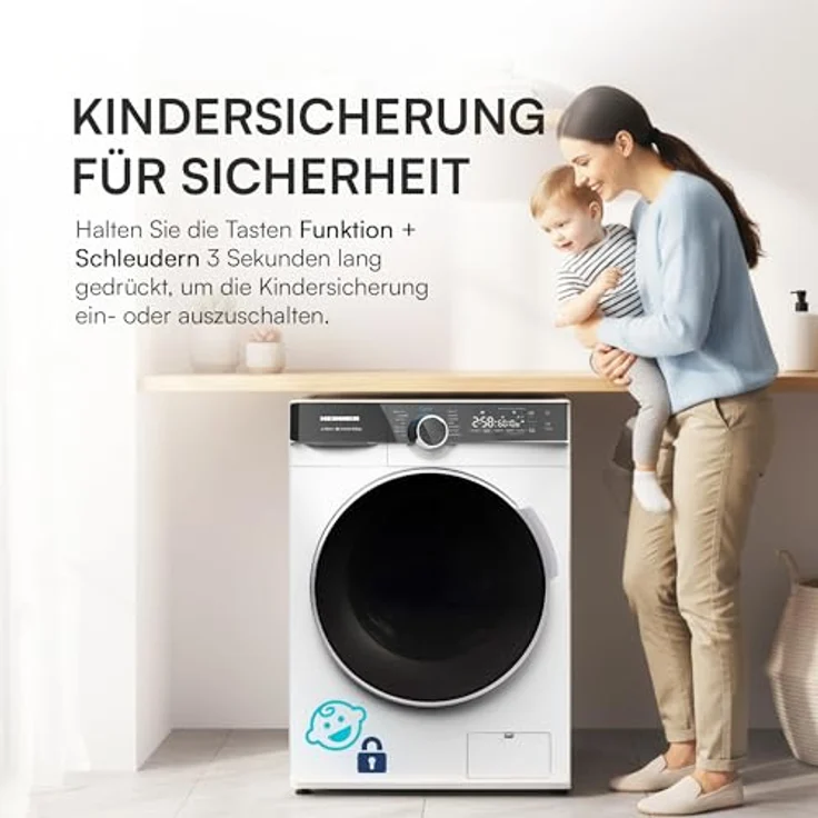 Heinner HWDM-M814IVKA Slim Waschtrockner, 8 kg Waschen / 6 kg Trocknen, 1400 U/min, Inverter, Weiß – Bild 6