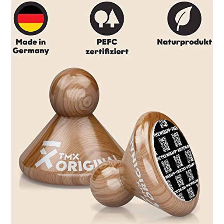 TMX® TRIGGER ORIGINAL – Triggerpunkt Drücker für muskuläre Schmerzen | Made in Germany | Akupressur-Massage für die Eigenbehandlung von Verspannungen | Echtholz Buche - Natur – Bild 2