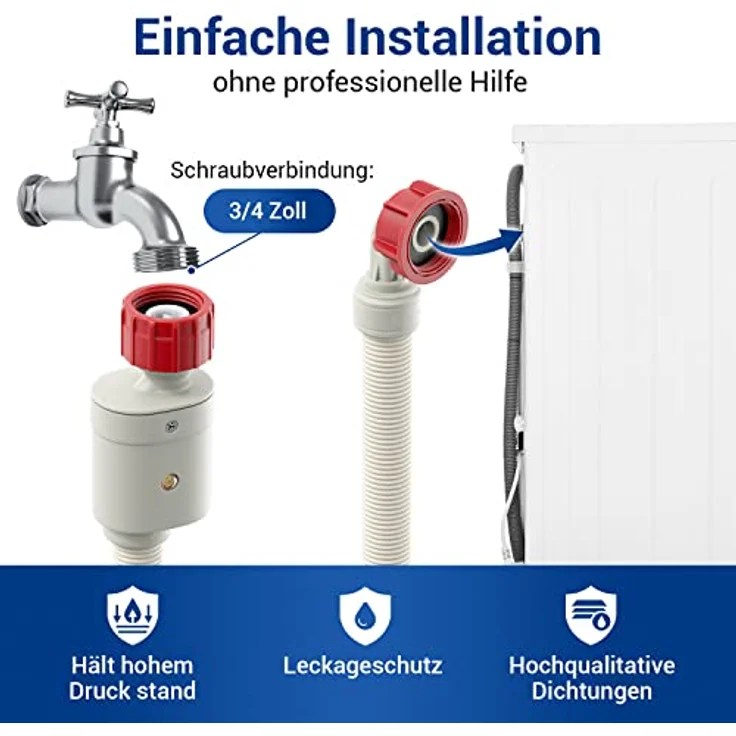 Aquastop Sicherheits-Zulaufschlauch 1,50 M Wasserschlauch für Waschmaschine & Geschirrspüler mit 3-4 Anschlussverschraubung – Bild 4