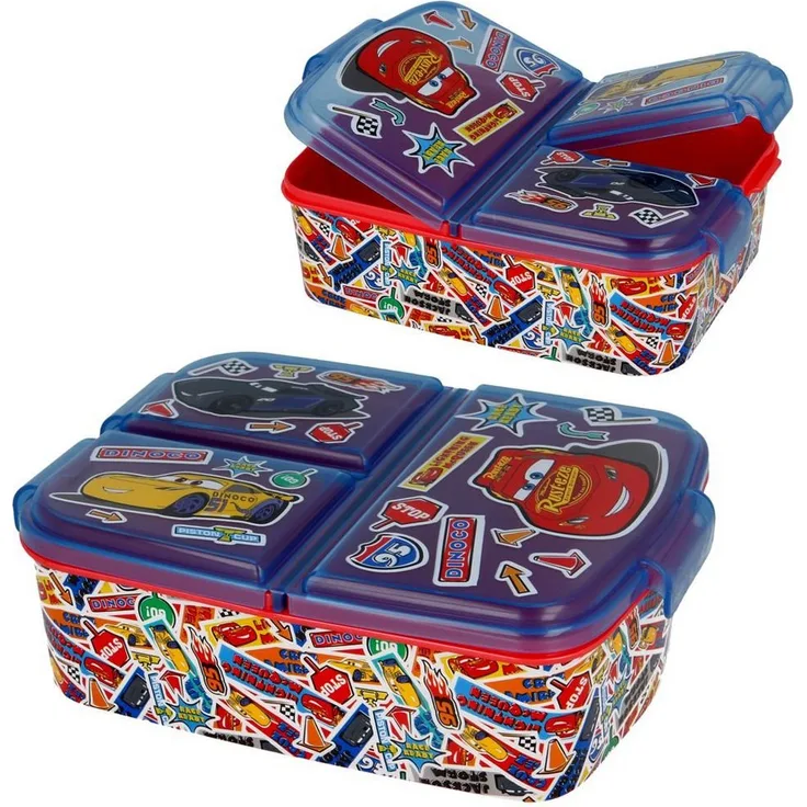 Disney Cars Lunchbox Brotdose Sticker 3 Fächer Lunch to Go Vesper Dose, Rot