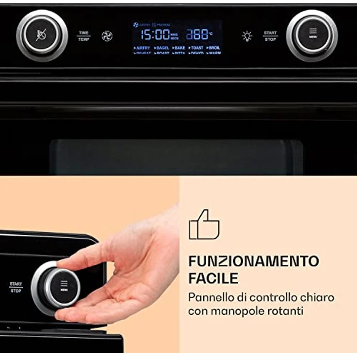 AeroVital Jumbo 3-in-1 Heißluftfritteuse Toaster Dörrautomat 1550 W 18 Liter Schwarz – Bild 3