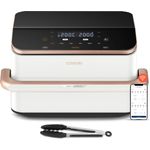 Cosori DualBlaze TwinFry CAF-TF101S, 10L XXL Airfryer mit 2 Kammern, herausnehmbarer Trennwand, 4 Heizelementen, Sync-Funktion, weiß