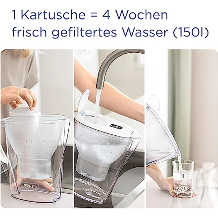 BRITA Wasserfilter-Kanne Marella weiß (2,4l) inkl. 1x MAXTRA PRO All-in-1 Kartusche – Filter zur Reduzierung von Kalk, Chlor, Blei, Kupfer & geschmacksstörenden Stoffen im Wasser – Bild 4