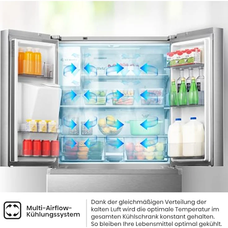 Hisense RF 728 N 4 SASE French-Door-Kühlschrank, freistehend, inoxfarben, NoFrost, Breite 91.4 cm, Energieklasse E – Bild 8