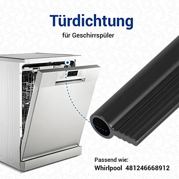 VIOKS Dichtung Spülmaschine 550mm Ersatz für Whirlpool 481246668912 Geschirrspüler Türdichtung - Gummi Dichtlippe Ignis Bauknecht Spülmaschine – Bild 2
