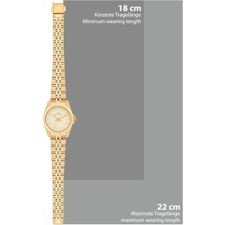 Rhodenwald & Söhne Damen Quarz Uhr analog mit IP-vergoldetem Edelstahlarmband, 27,5 mm Gehäuse, wasserdicht bis 5 ATM, gelbgold – Bild 2