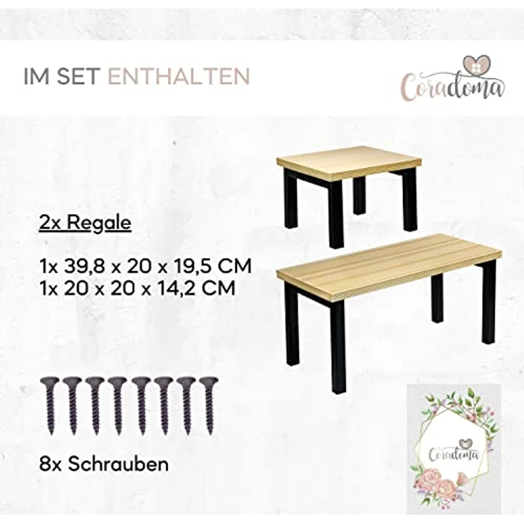 Coradoma Gewürzregal 2er Set Küchenregal Stapelbar aus Holz - Regal Organizer für Küche - Küchenorganizer für Gewürze Aufbewahrung klein und stehend - Küchenhelfer Arbeitsplatte Eckregal – Bild 5