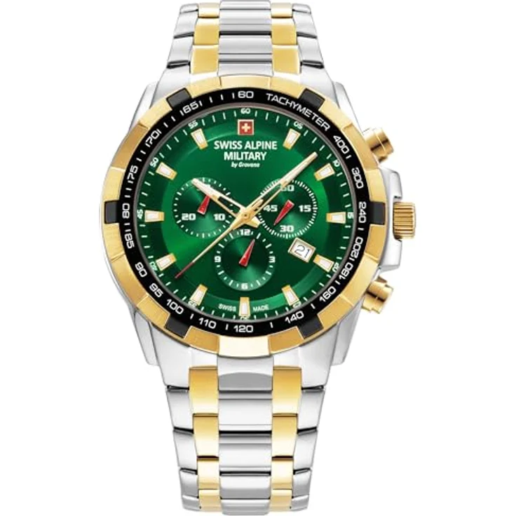 Swiss Alpine Military Quarzuhr 7043.9144SAM, grünes Zifferblatt, Chronograph, Edelstahlgehäuse, 10 ATM wasserdicht – Bild 2