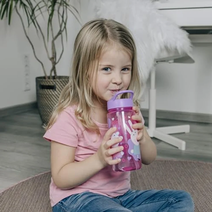 Peppa Pig Trinkflasche, 500 ml Getränkehalter für Schule und Freizeit, rosa – Bild 4