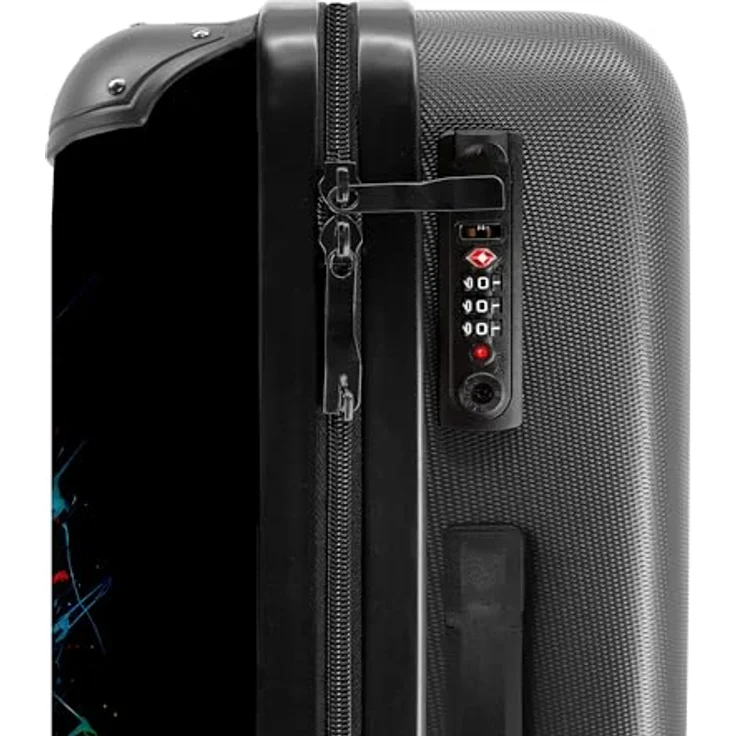 NoBoringSuitcases.com© Hartschalen-Trolley Katze mit bunter Weste und orangefarbener Brille 67x43x25cm, 4 Rollen, Koffer Mittelgroß, Suitcase für Erwachsene – Bild 5