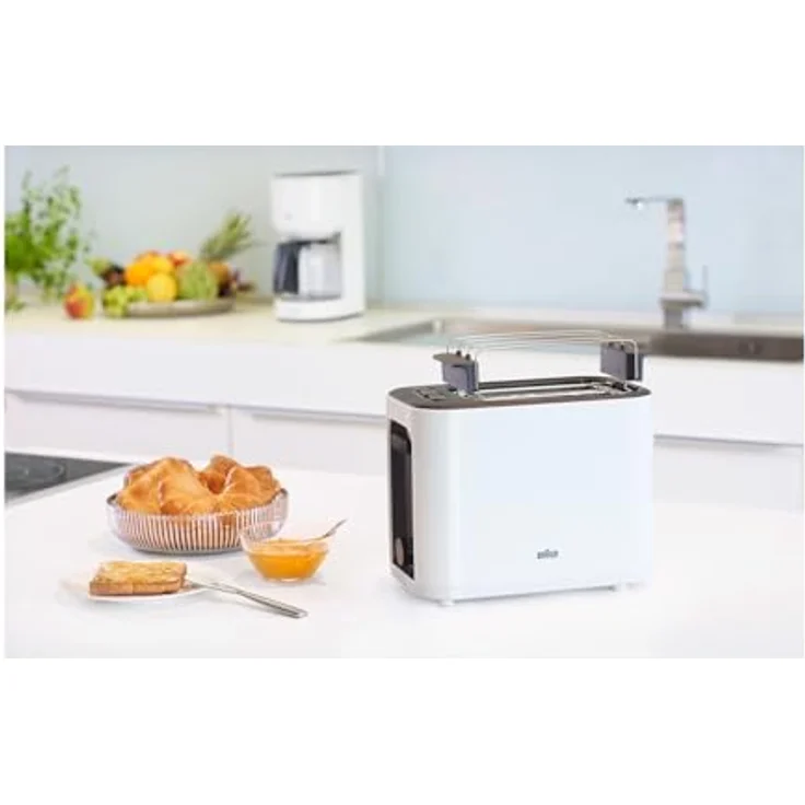 Braun HT 3010 WH Toaster | Doppelschlitz | Herausnehmbare Krümelschublade | Aufwärm- und Auftaufunktion | 7 Röstgrade | Separater Brötchenaufsatz | Weiß – Bild 4